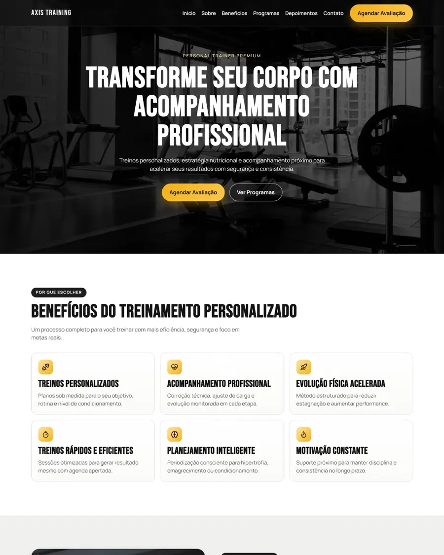 Projeto de site para personal trainer